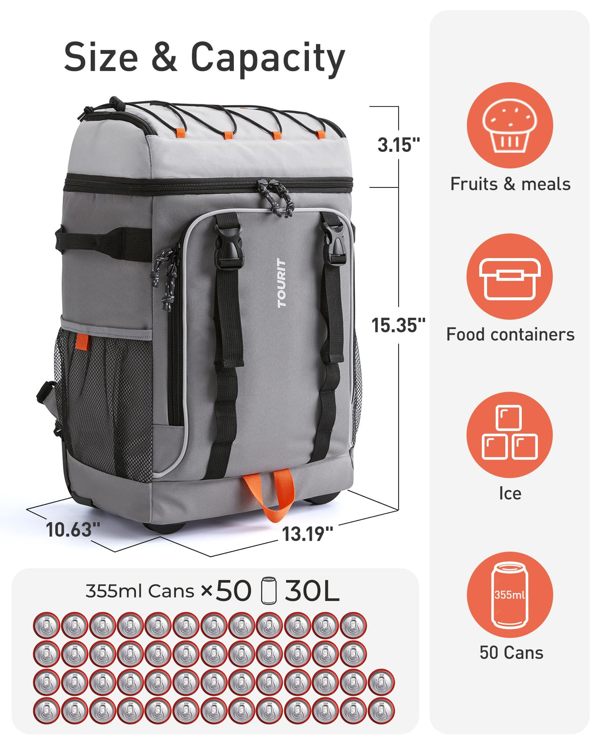 36/50 Cans Insulated Rolling Cooler Backpack with Wheels Y9056