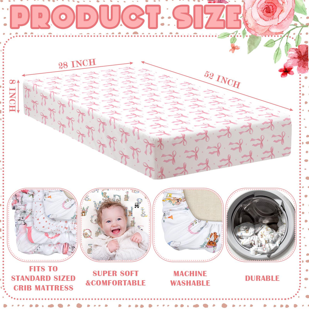 4 Pack Crib Sheets Pink Bow I778788