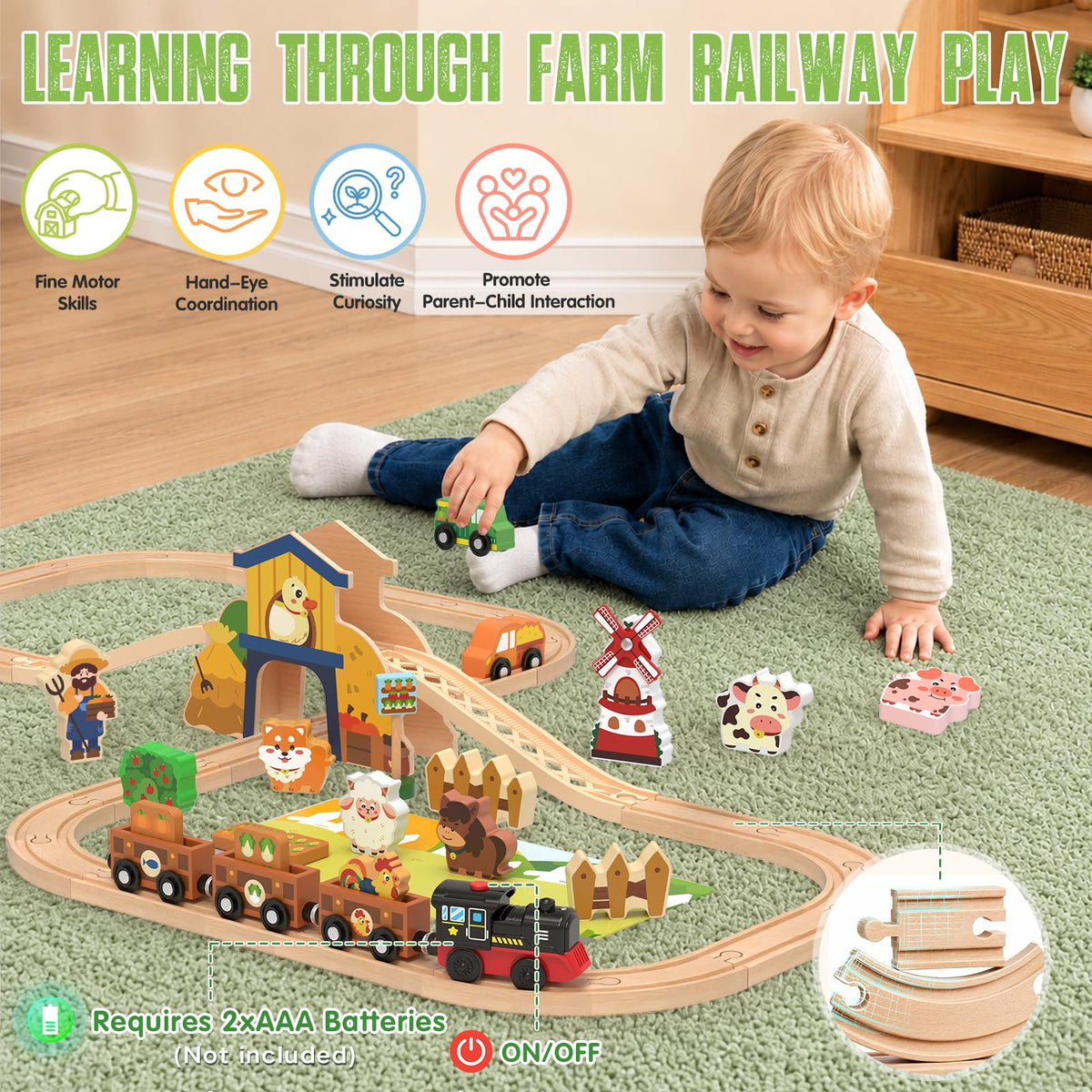 Wooden 52-Piece Train Set B454996