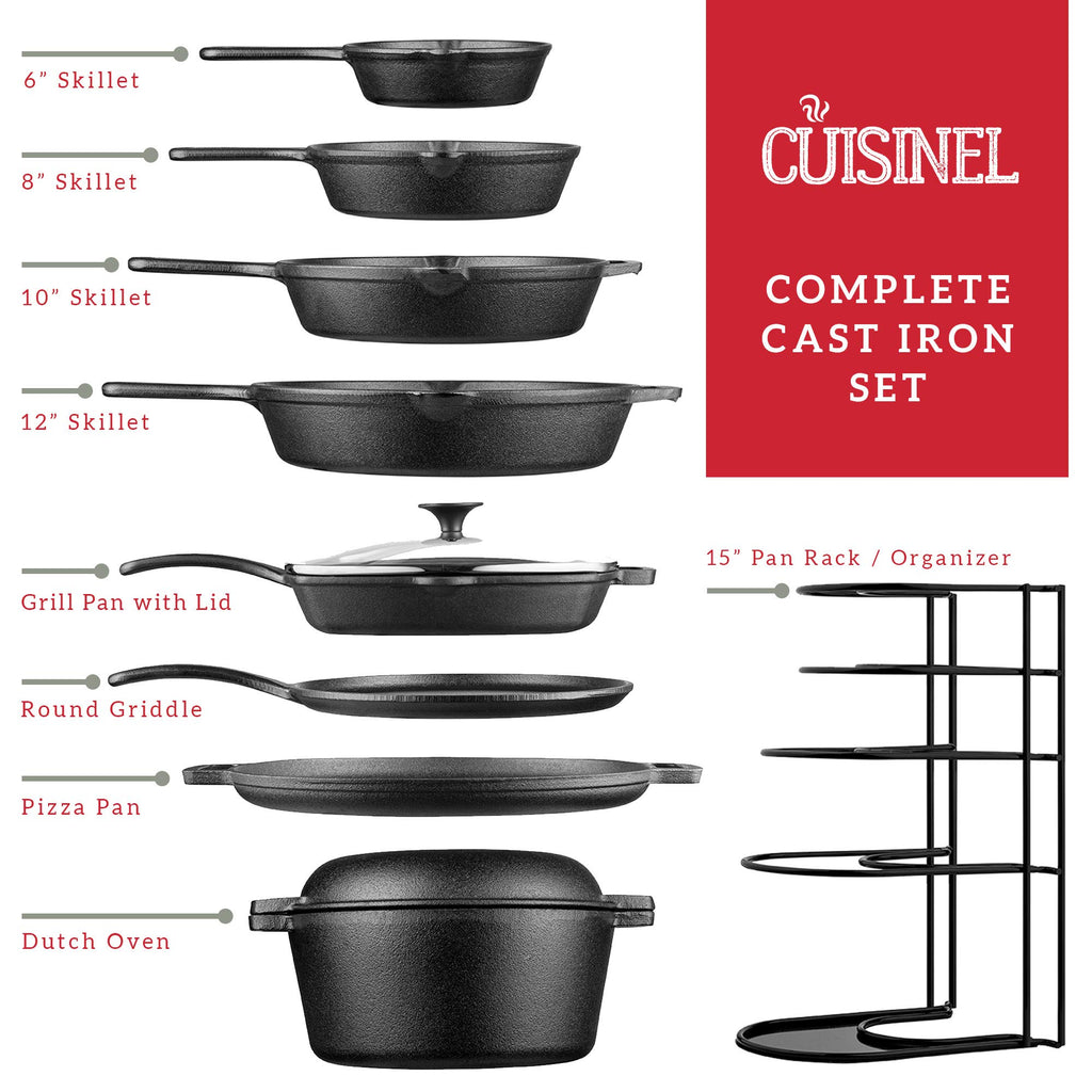 Pre-Seasoned 18-Piece Cast Iron Cookware Set A801