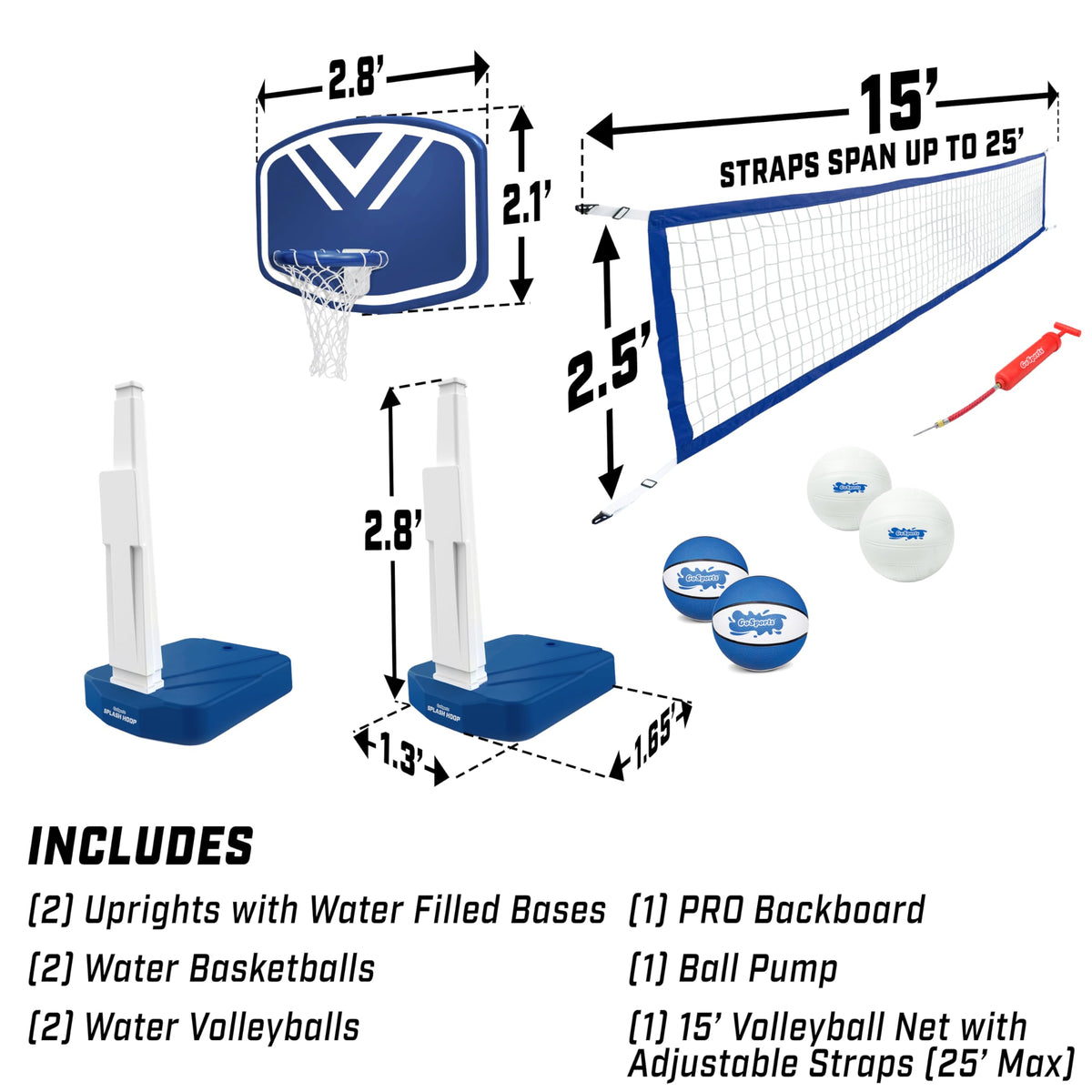 Pool Basketball Hoop & Volleyball Net Set Z914