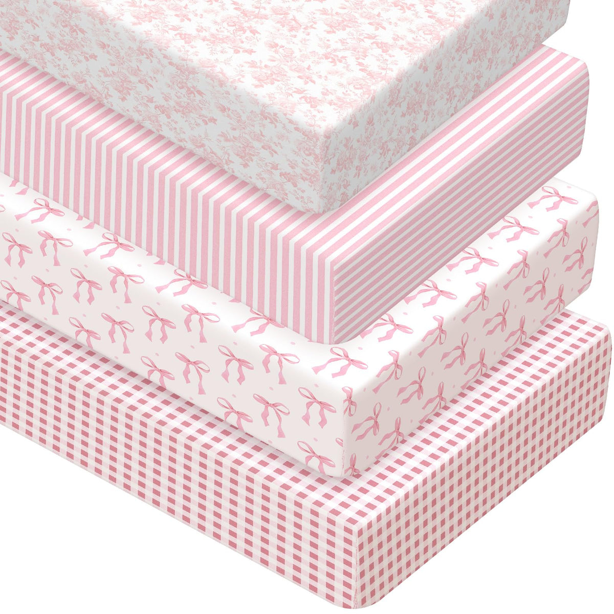 4 Pack Crib Sheets Pink Bow I778788