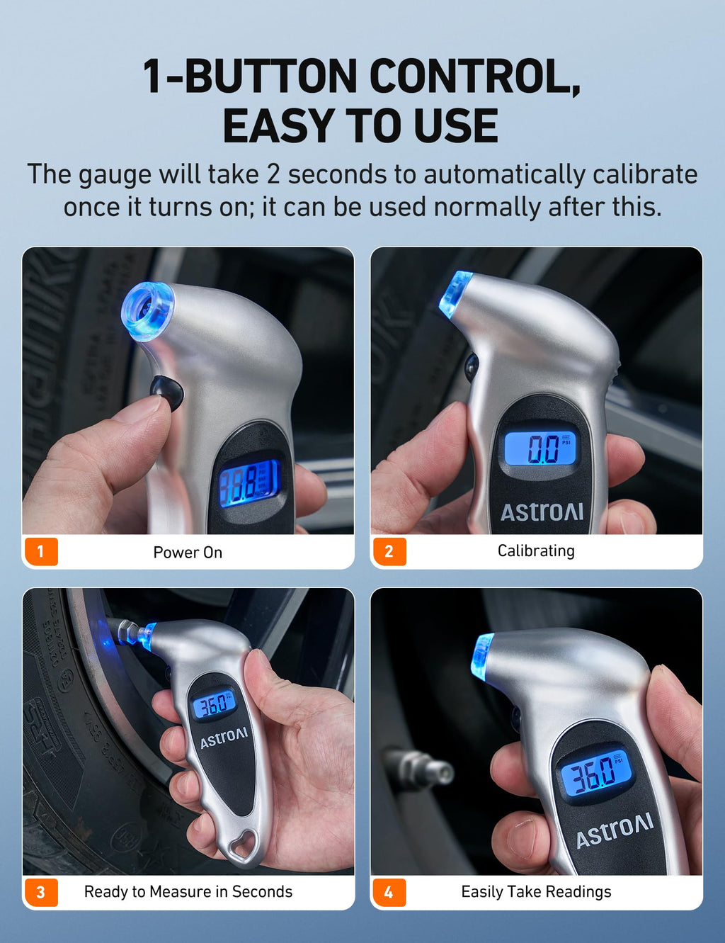Digital Tire Pressure Gauge 0-150PSI 4 Pack I7560
