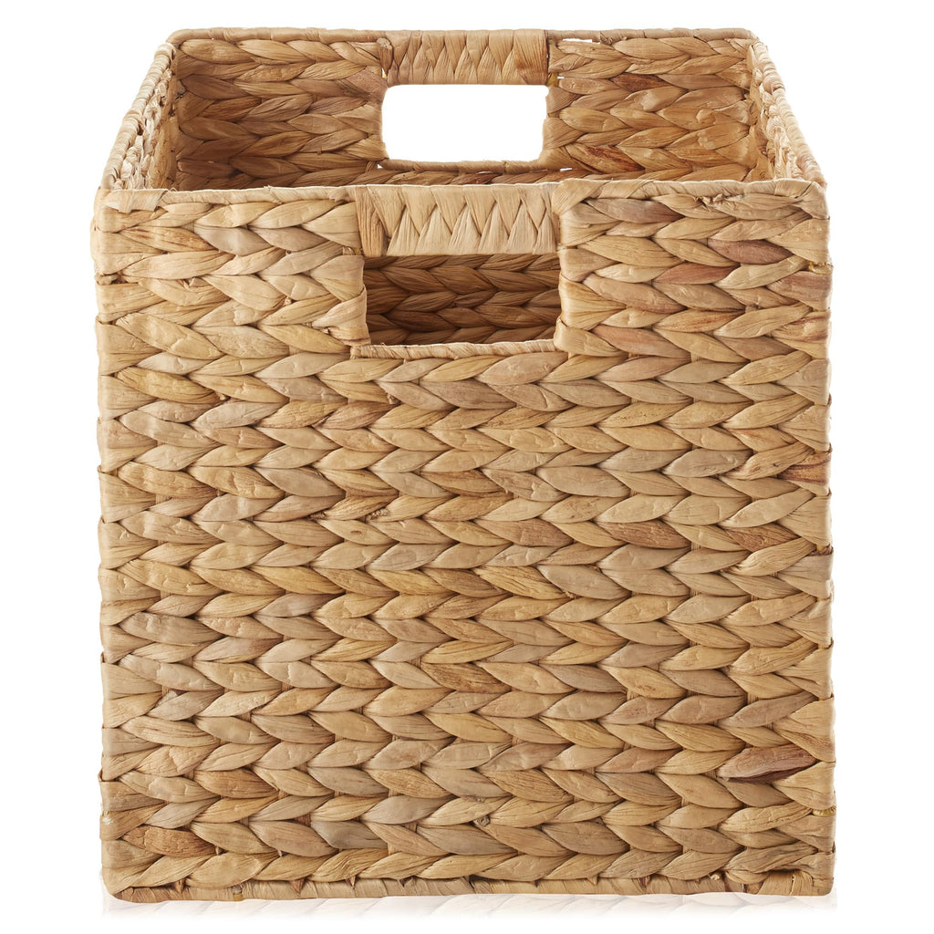 12" x 12" Water Hyacinth Storage Baskets, Set of 6 Collapsible Cube Organizers P377233