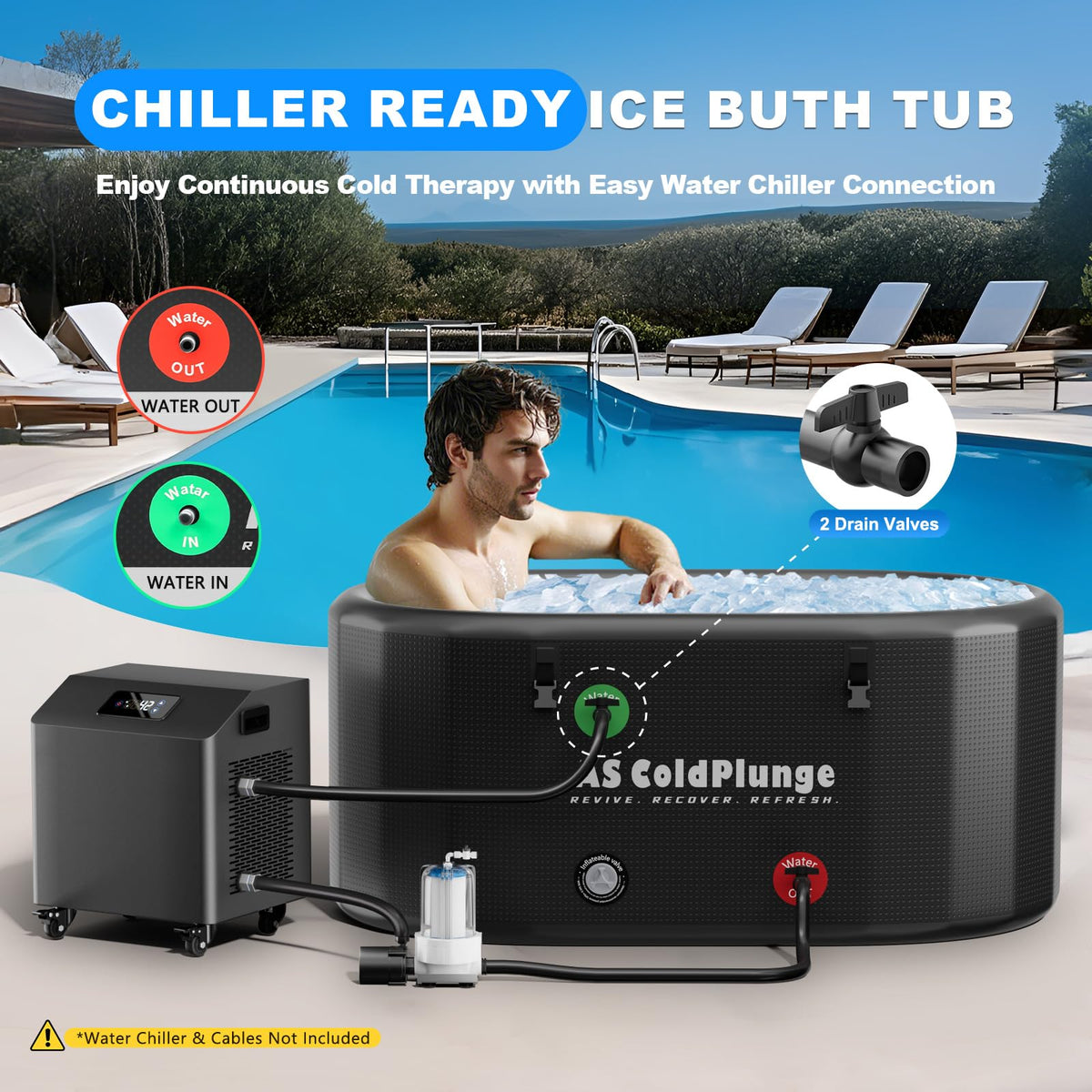 216 Gallon Inflatable PVC Ice Bath Tub with Insulated Lid G144007