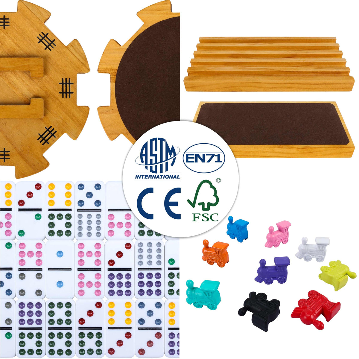 Double 12 Colored Dots Dominoes Set with Wooden Carry Case M24212