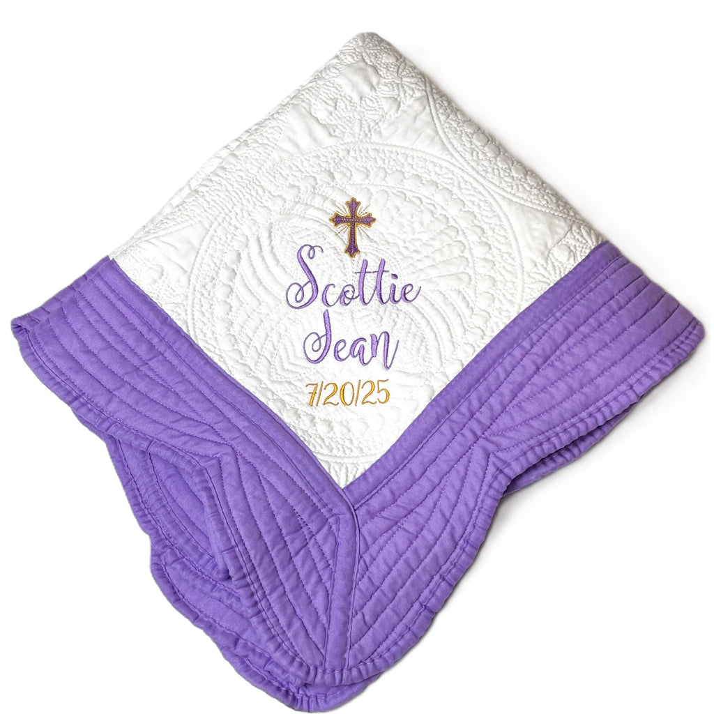 Custom Embroidered Baby Quilt Blankets, 2 Sizes F490