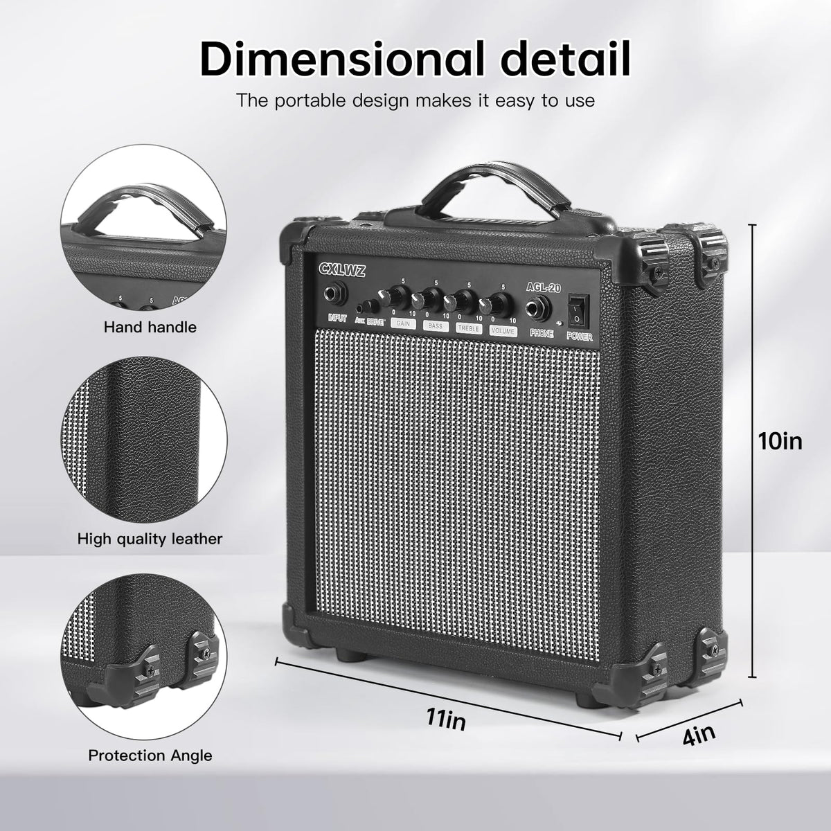 20 Watt Portable Electric Guitar Amp with Headphone Input I4943