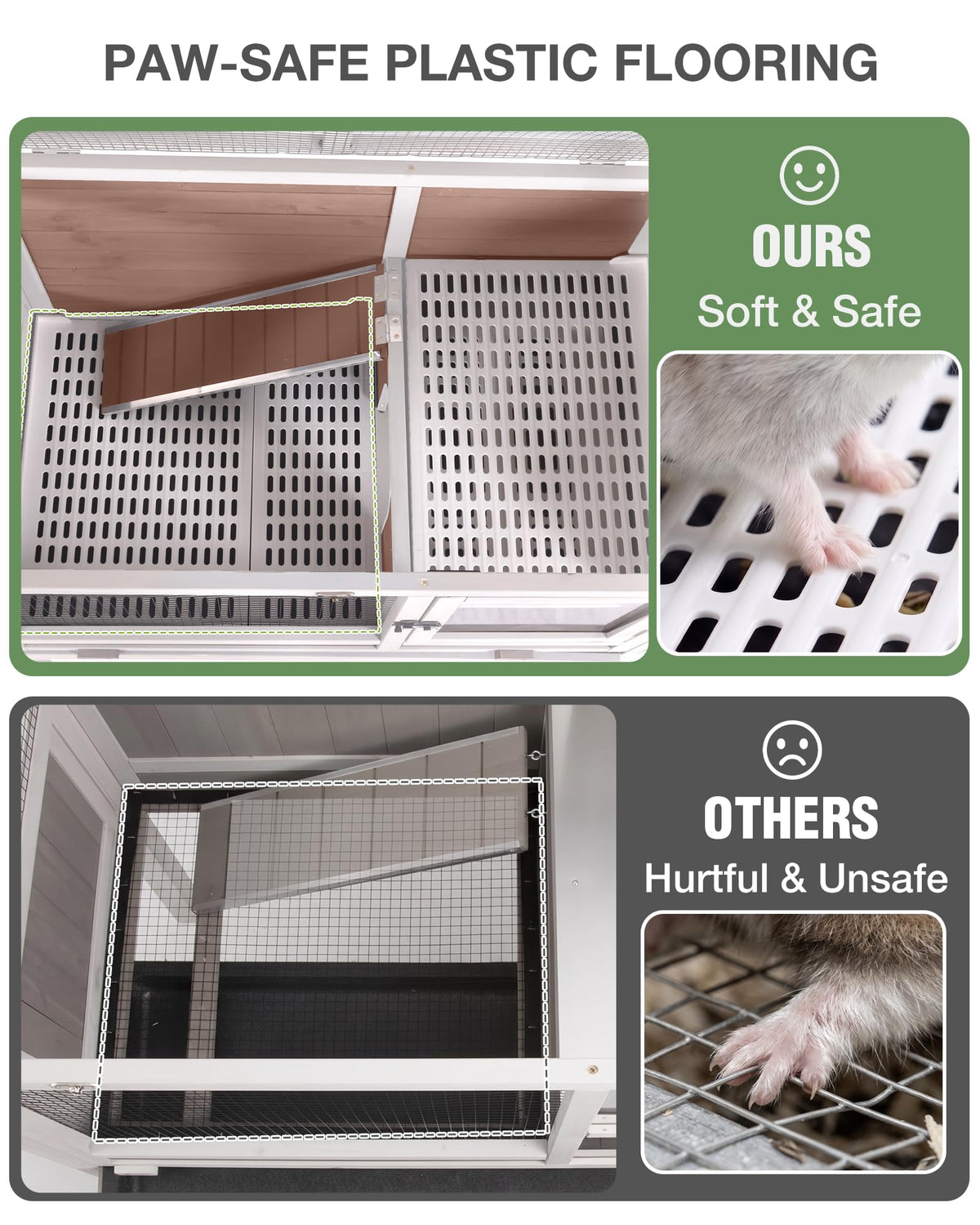 Guinea Pig Cage with Wooden Stand, Anti Chew Ramp, Hideout, Platform, Pull Out Tray Q524