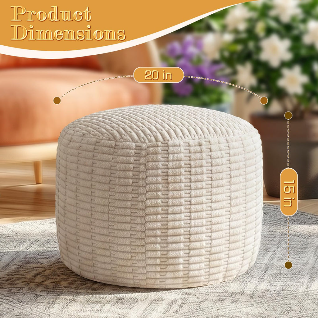 Round Corduroy Ottoman Pouf I491