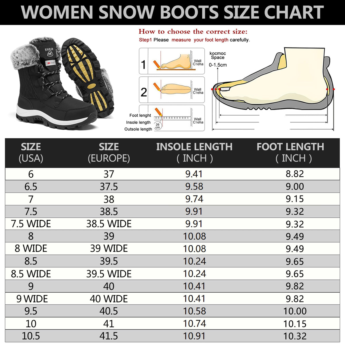 Women's Waterproof Mid-Calf Winter Boots Y42368