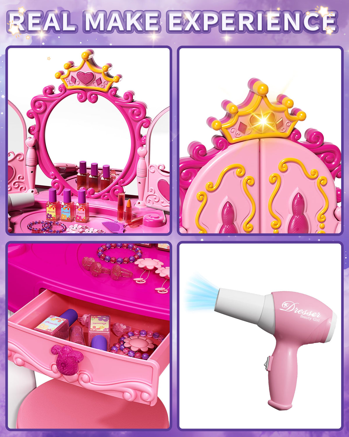 Kids Vanity with Mirror & Chair H2988