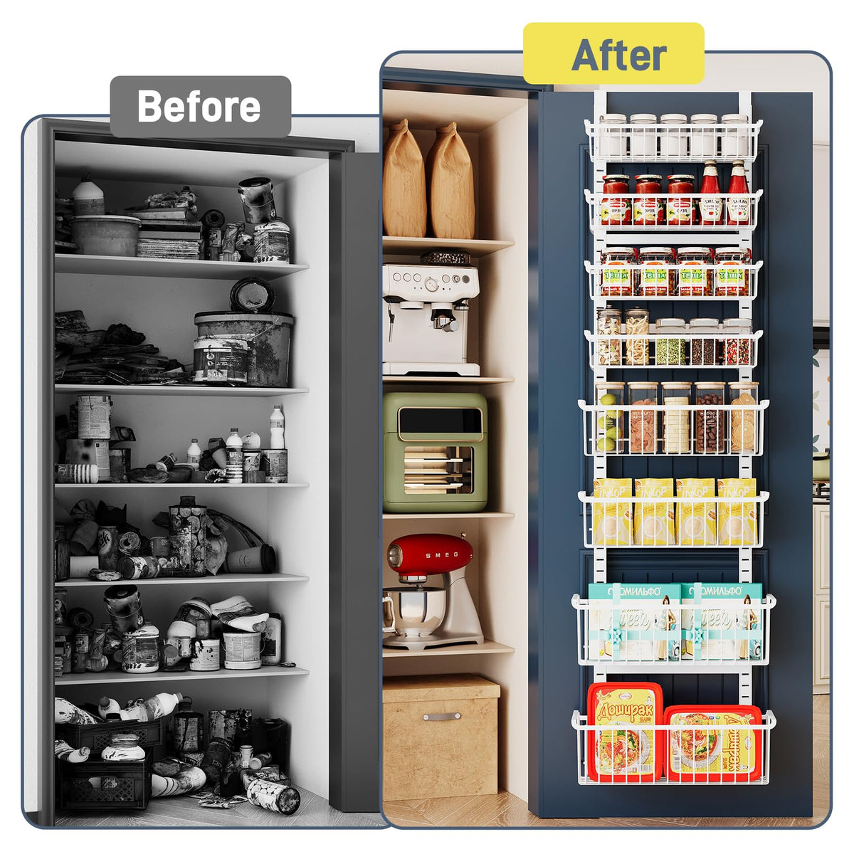 8-Tier Black Over The Door Pantry Organizer H643