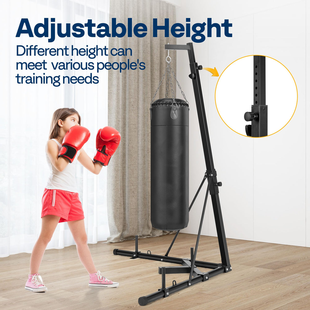 Height Adjustable Foldable Heavy Duty Boxing Punching Bag Stand Steel Freestanding Up to 132 lbs E806