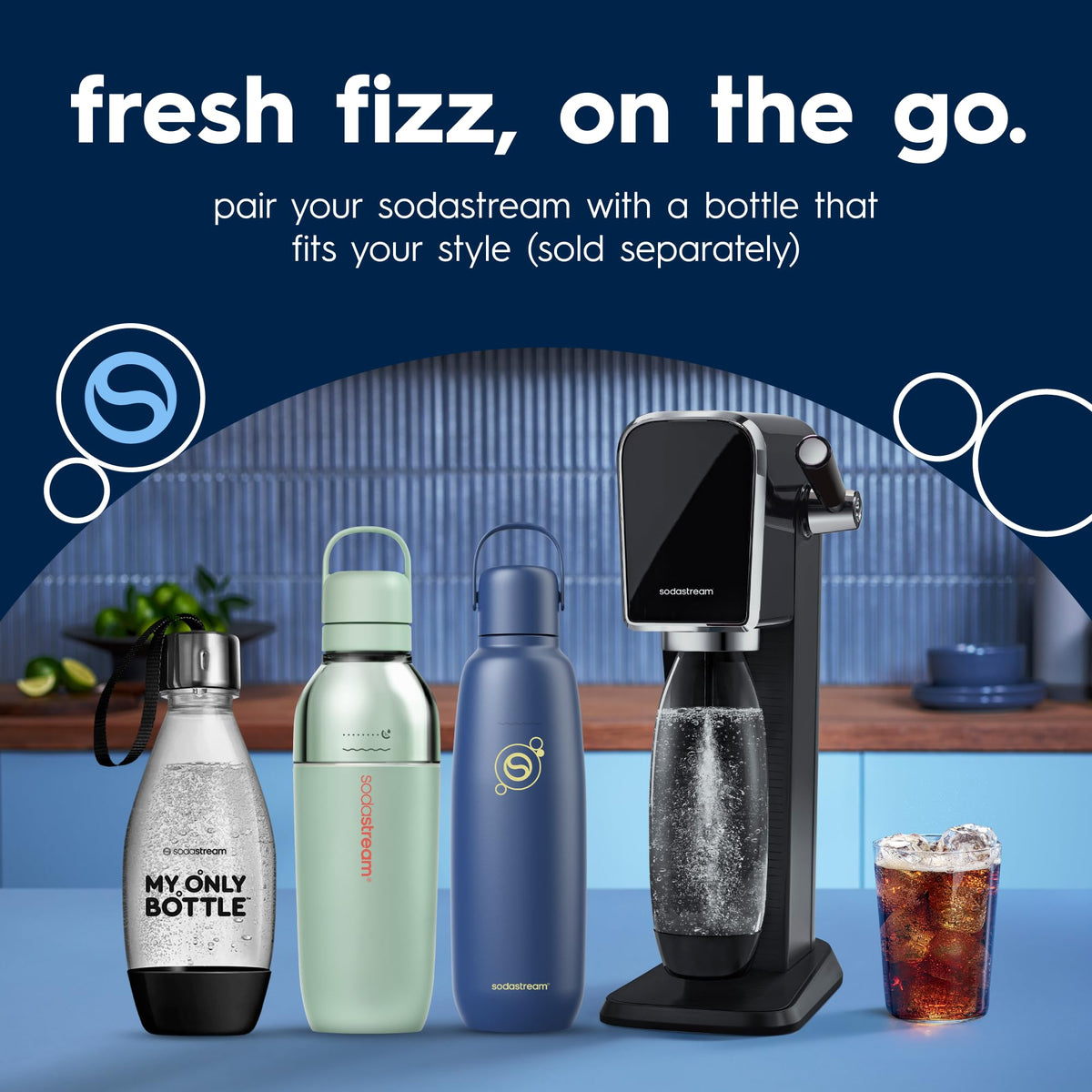 Stainless Steel Sparkling Water Maker with 60L CO2 Cylinder and Bottle I196194