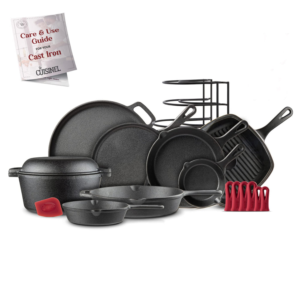 Pre-Seasoned 18-Piece Cast Iron Cookware Set A801