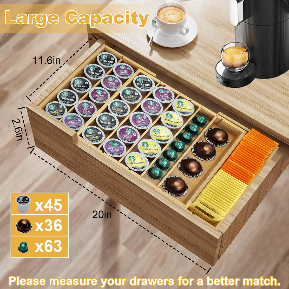 Bamboo Expandable K Cup Holder Y577
