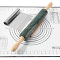 Natural Marble Rolling Pin with Mat and Scraper I279656