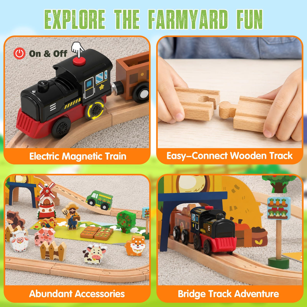 Wooden 52-Piece Train Set B454996