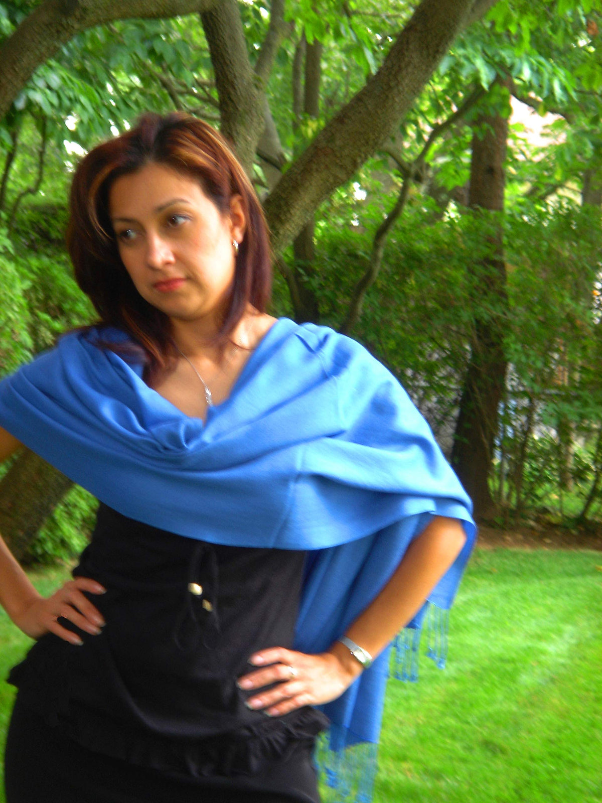 Large Royal Blue Pashmina Shawl D224344