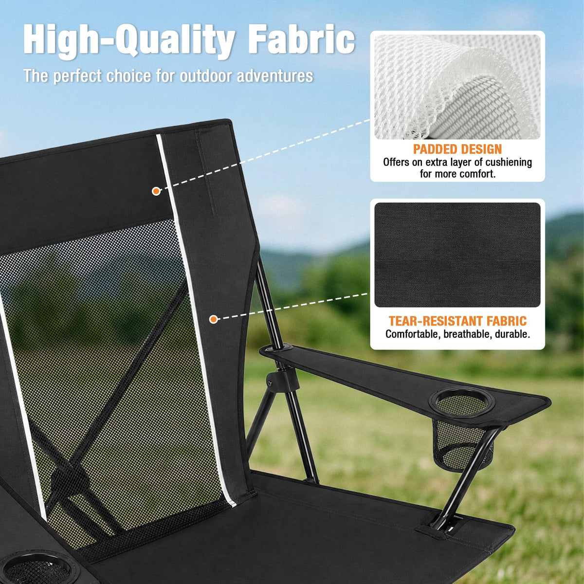 Portable Folding Camping Chair with Cup Holders and Carry Bag P729203