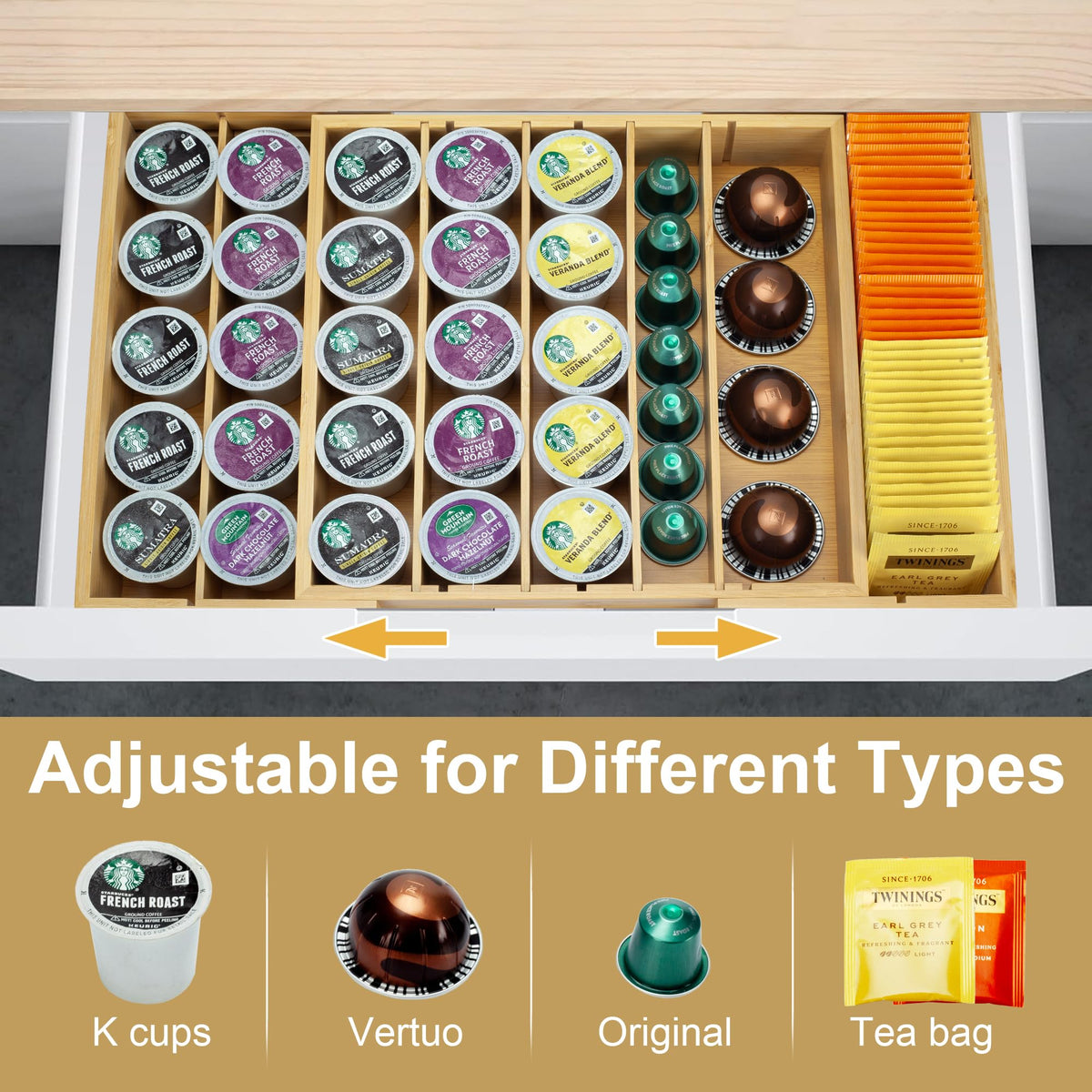 Bamboo Expandable K Cup Holder Y577