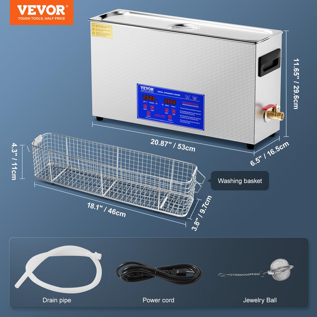 10L 300W 40kHz Sonic Cleaner with Timer & Heater J46007