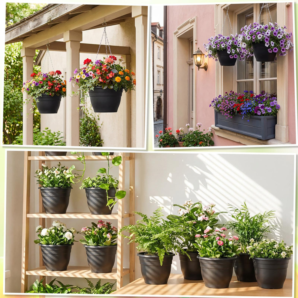 20 Pack 10 Inch Hanging Planter Basket with Drainage Tray G2115