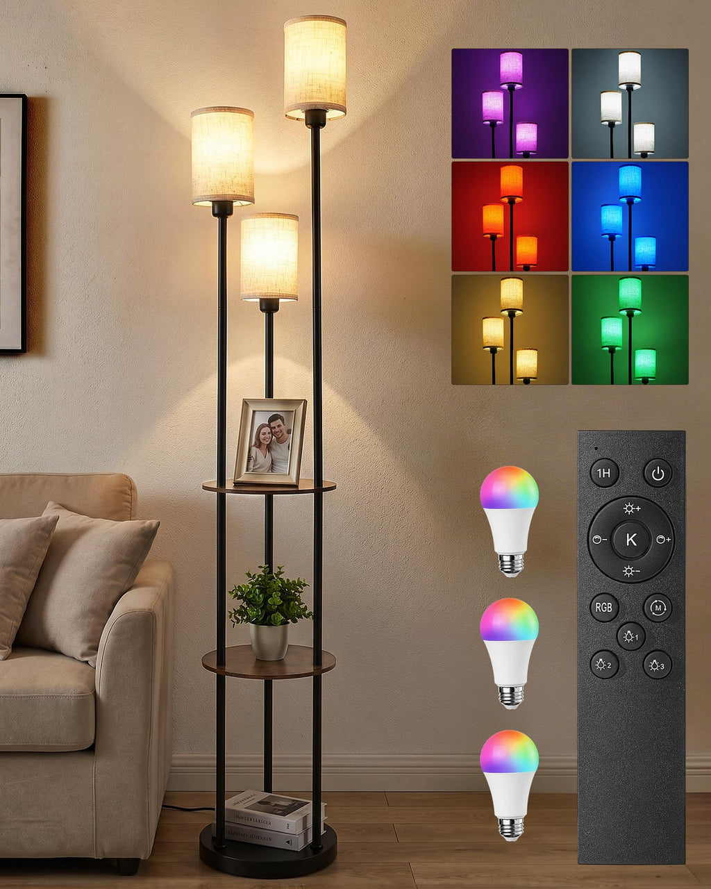 71" Floor Lamp with Shelves P9349