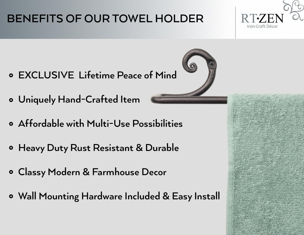 Wall Mount Matte Black Towel Holder T521