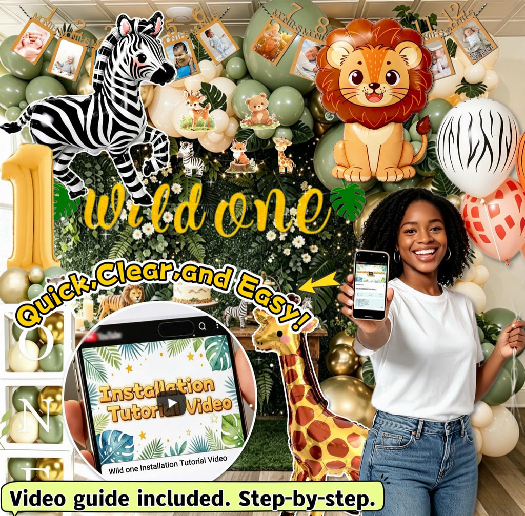 132Pcs Safari 1st Birthday Party Kit G21012