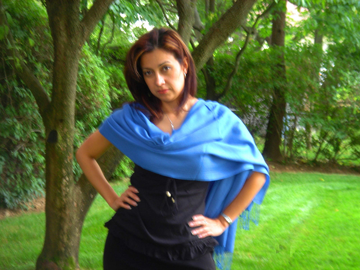 Large Royal Blue Pashmina Shawl D224344