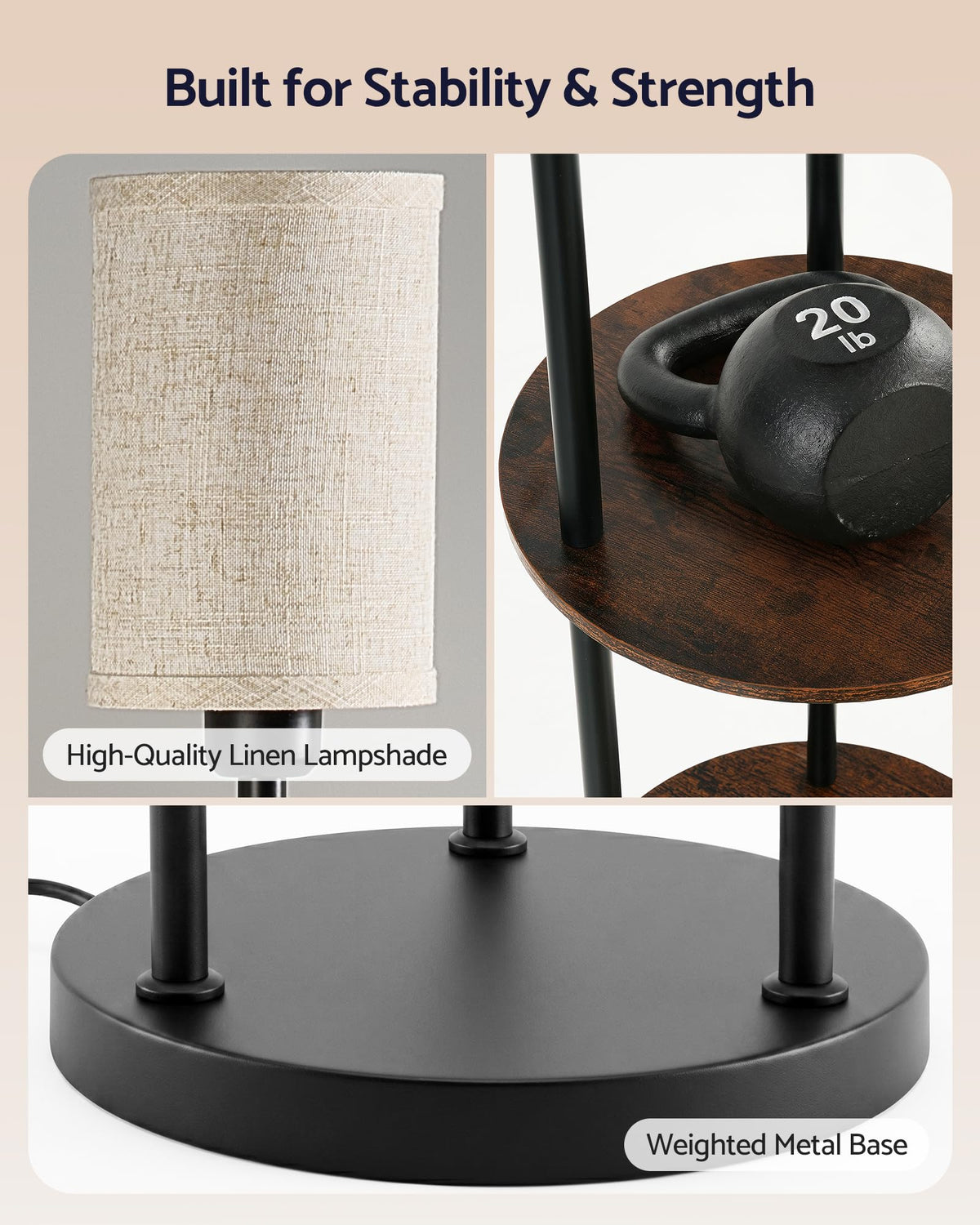 71" Floor Lamp with Shelves P9349