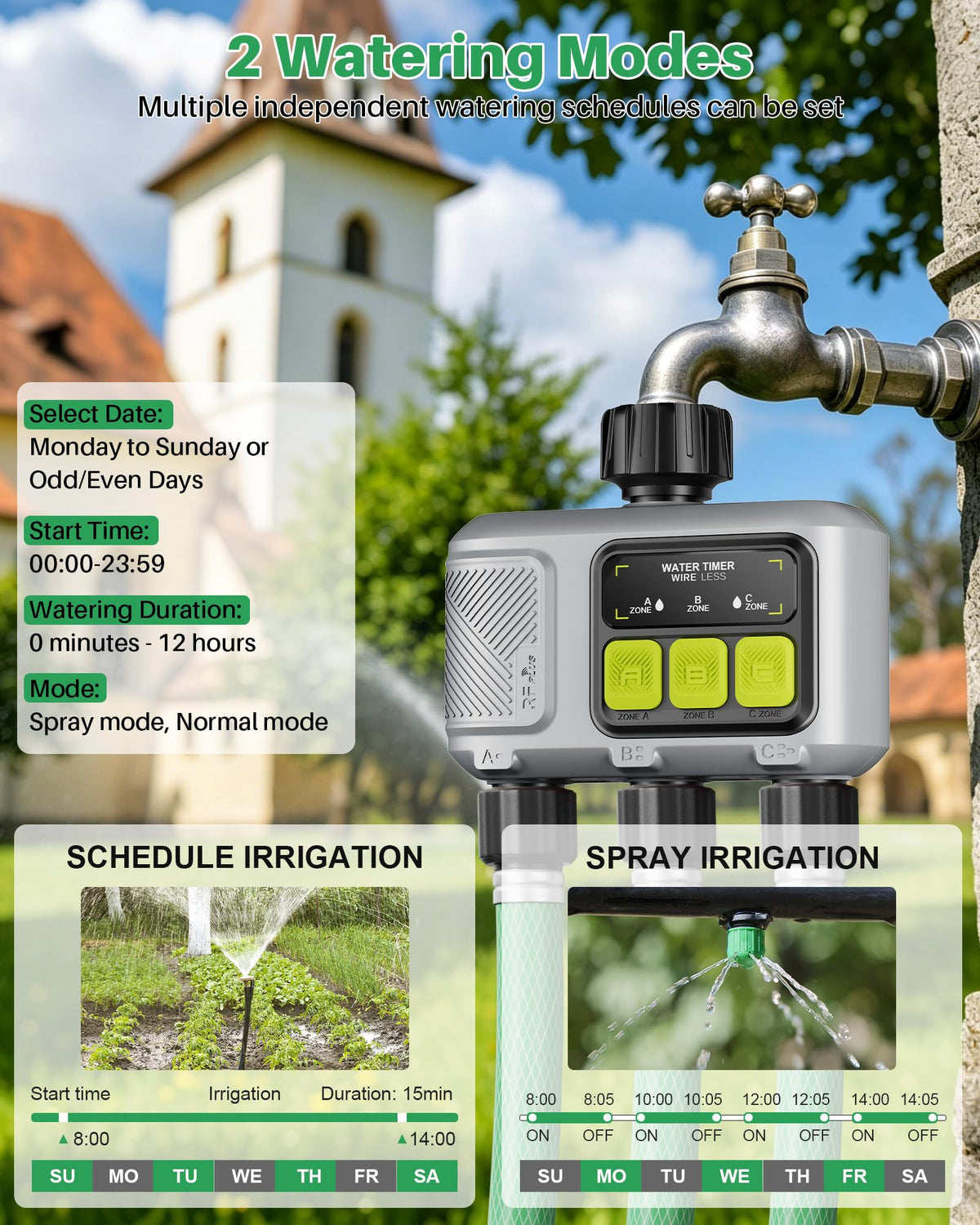 WiFi Water Timer 3 Outlet for Garden Hose Y64762