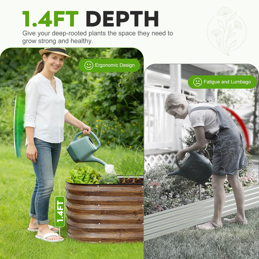 Galvanized Metal Raised Garden Bed 2PCS 4x2x1.4ft Brown R67655