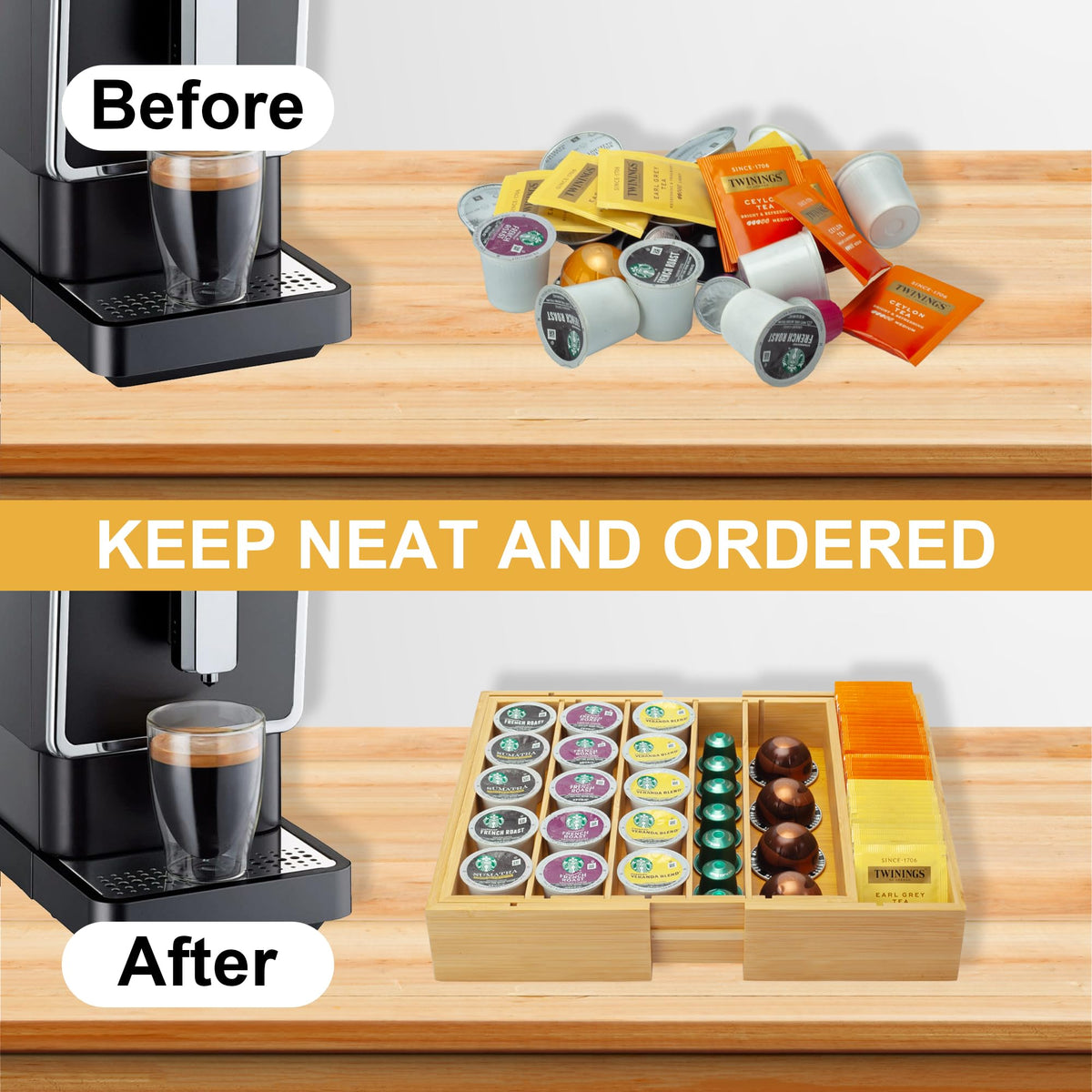 Bamboo Expandable K Cup Holder Y577