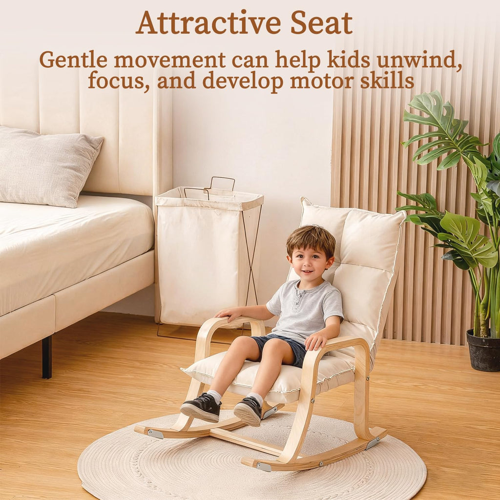 Kids' Rocking Chair with Soft Fabric (Beige) V2247