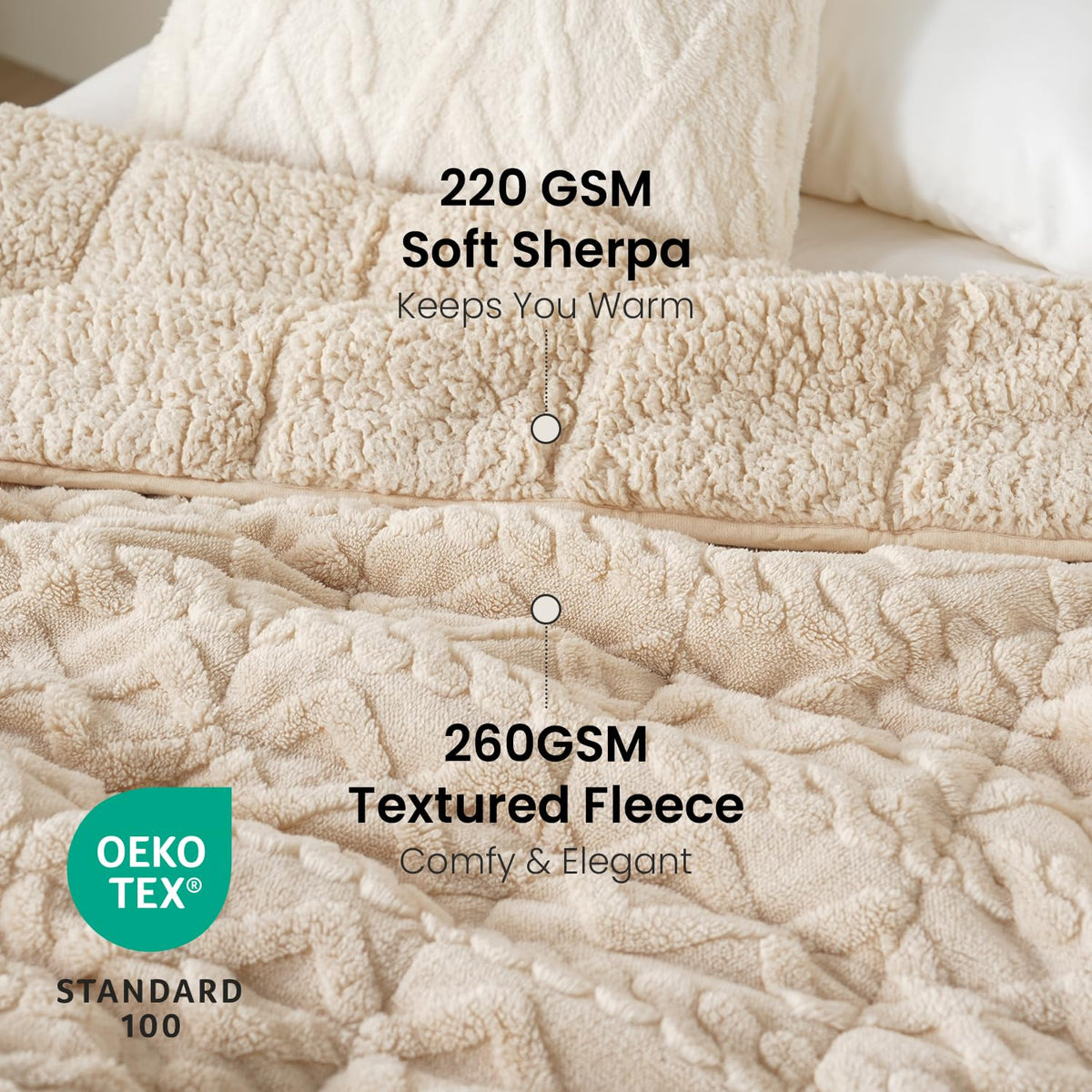 Weighted Blanket Queen Size 15lbs Beige 60 x 80 inches A474988