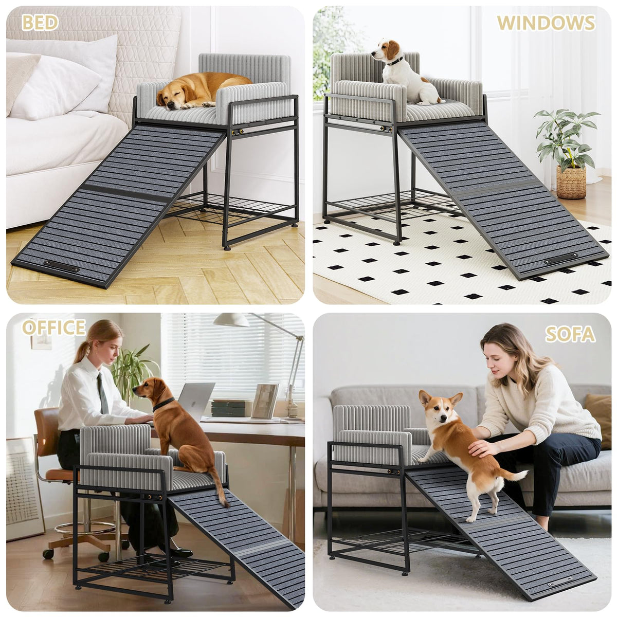 Dog Window Perch with Stairs and Storage J5422