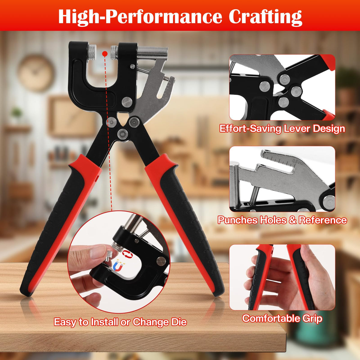Leather Rivets & Magnetic Snaps Fastener Kit with Installation Plier B943