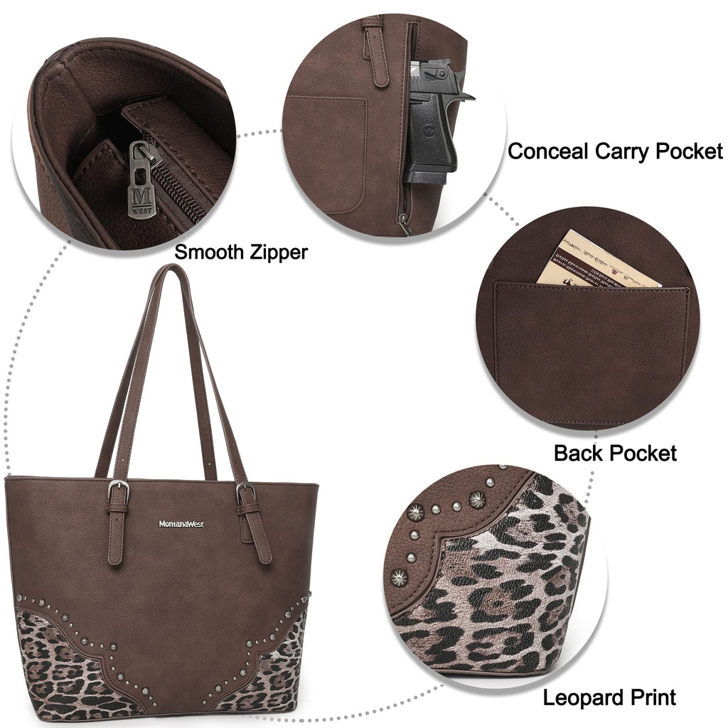 3Pcs Leopard Print Tote Bag and Wallet Set D189673