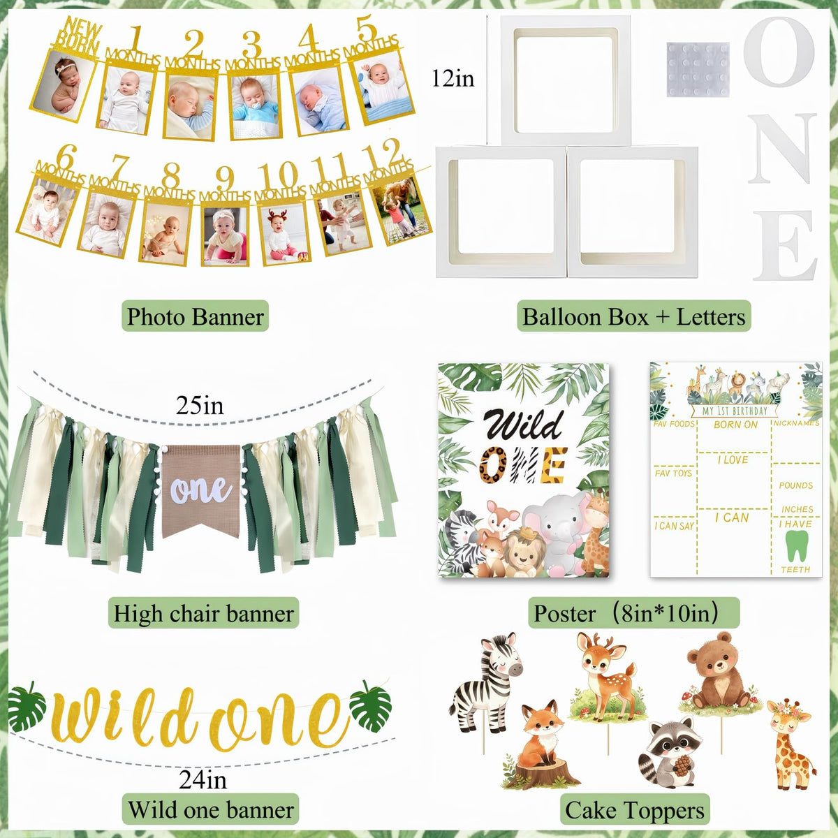 132Pcs Safari 1st Birthday Party Kit G21012