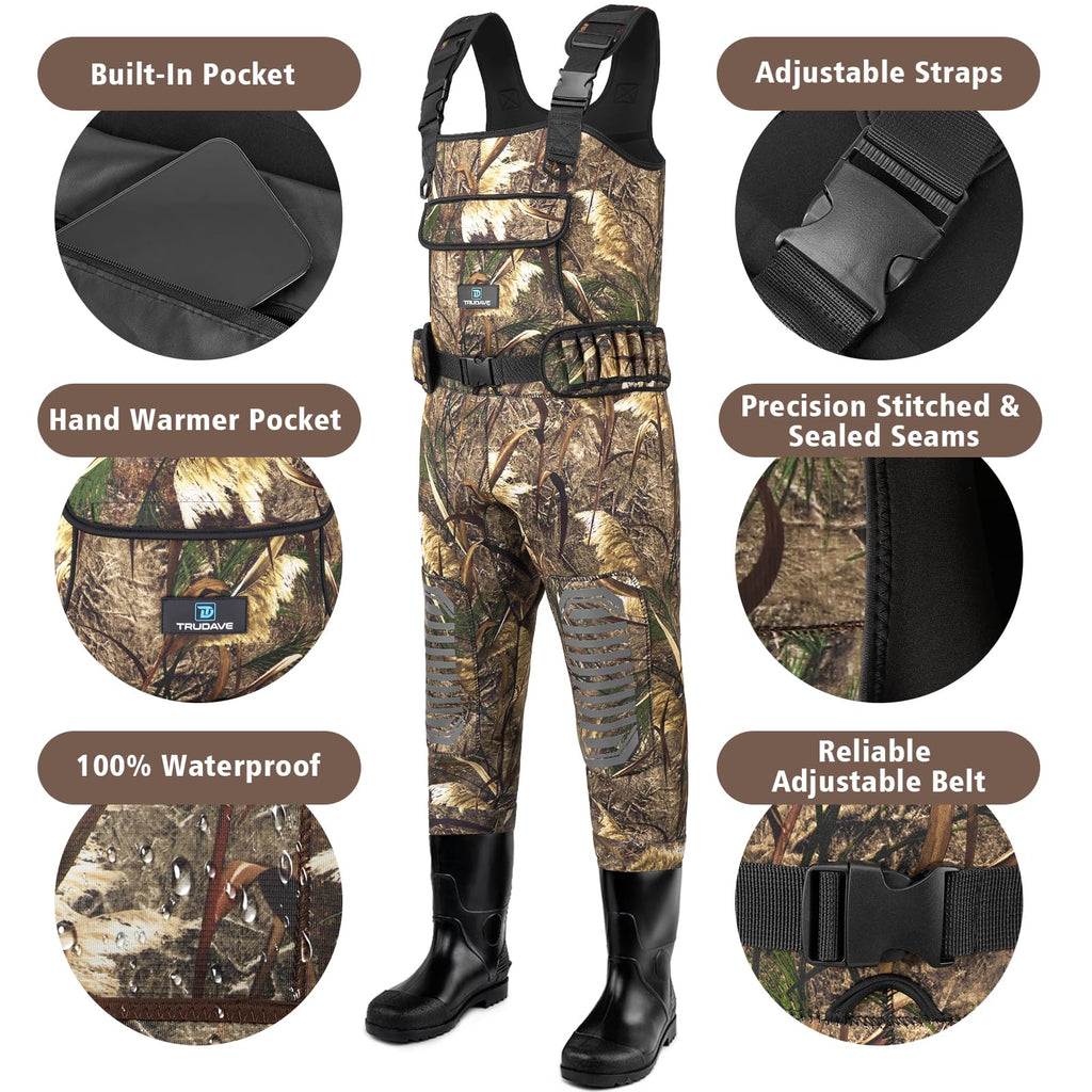 Waterproof Neoprene Chest Waders with Boots N176