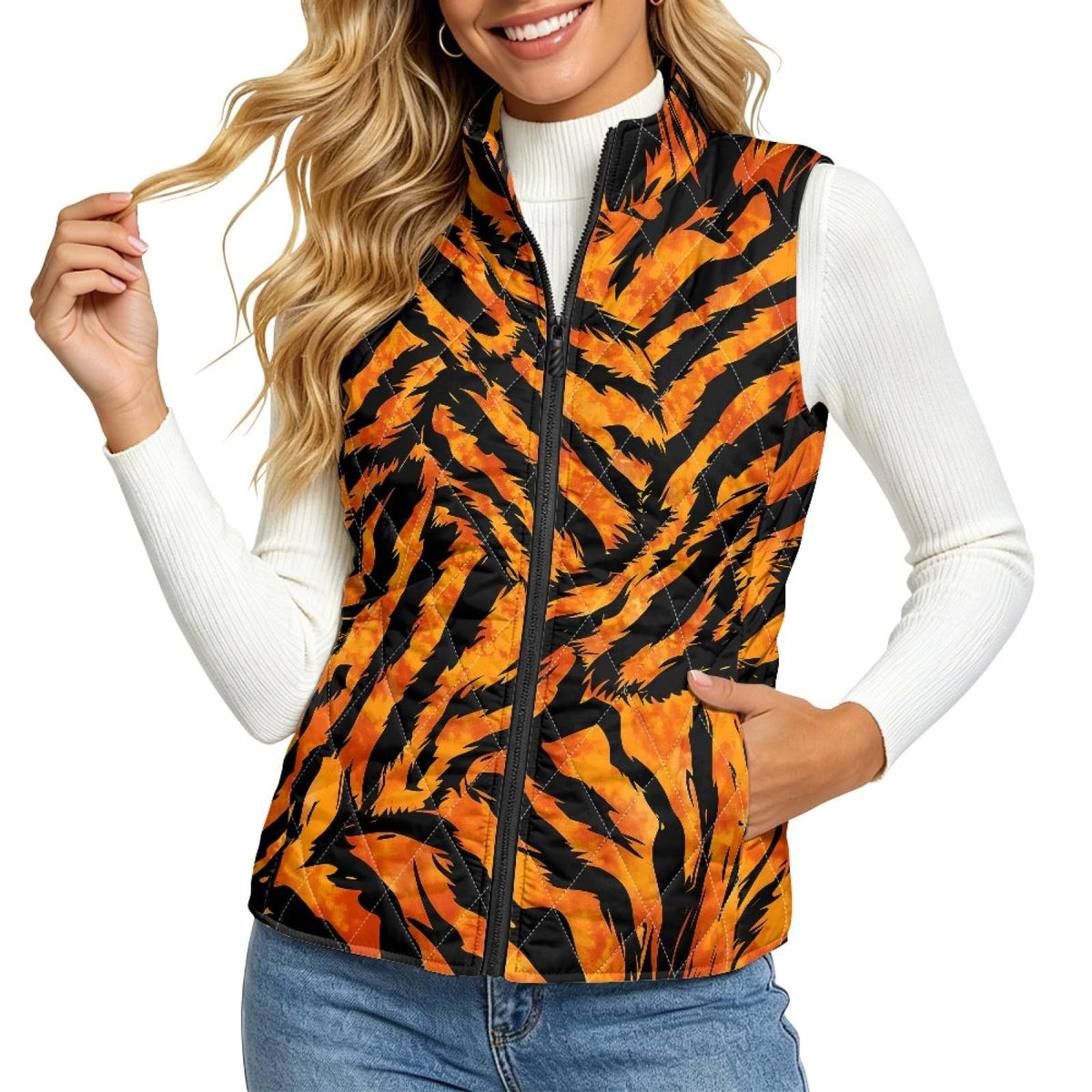 Quilted Animal Print Vest C5129