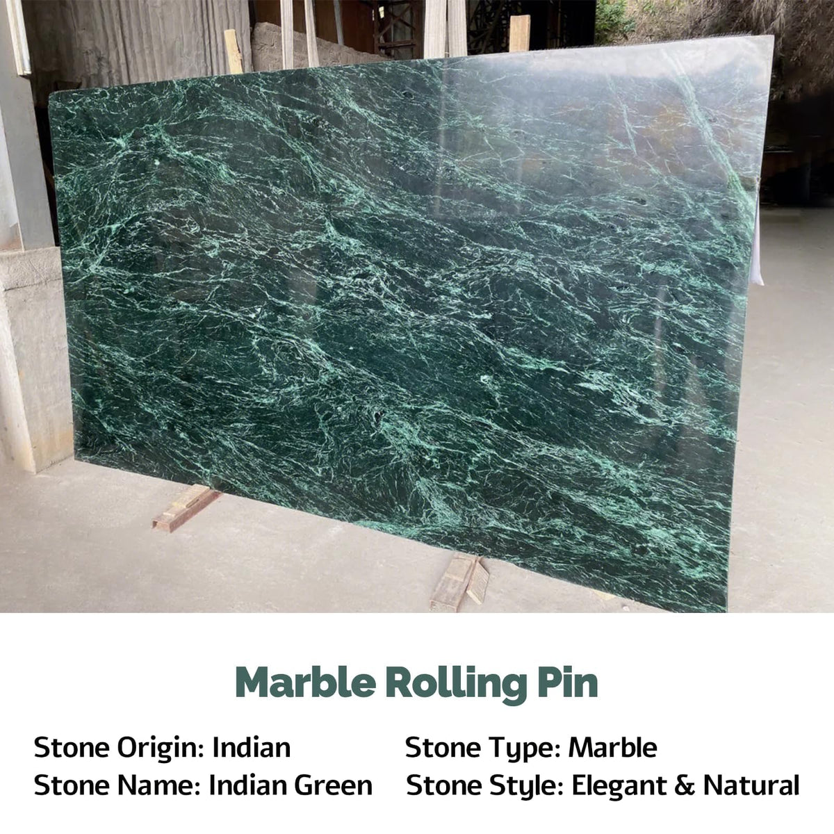 Natural Marble Rolling Pin with Mat and Scraper I279656