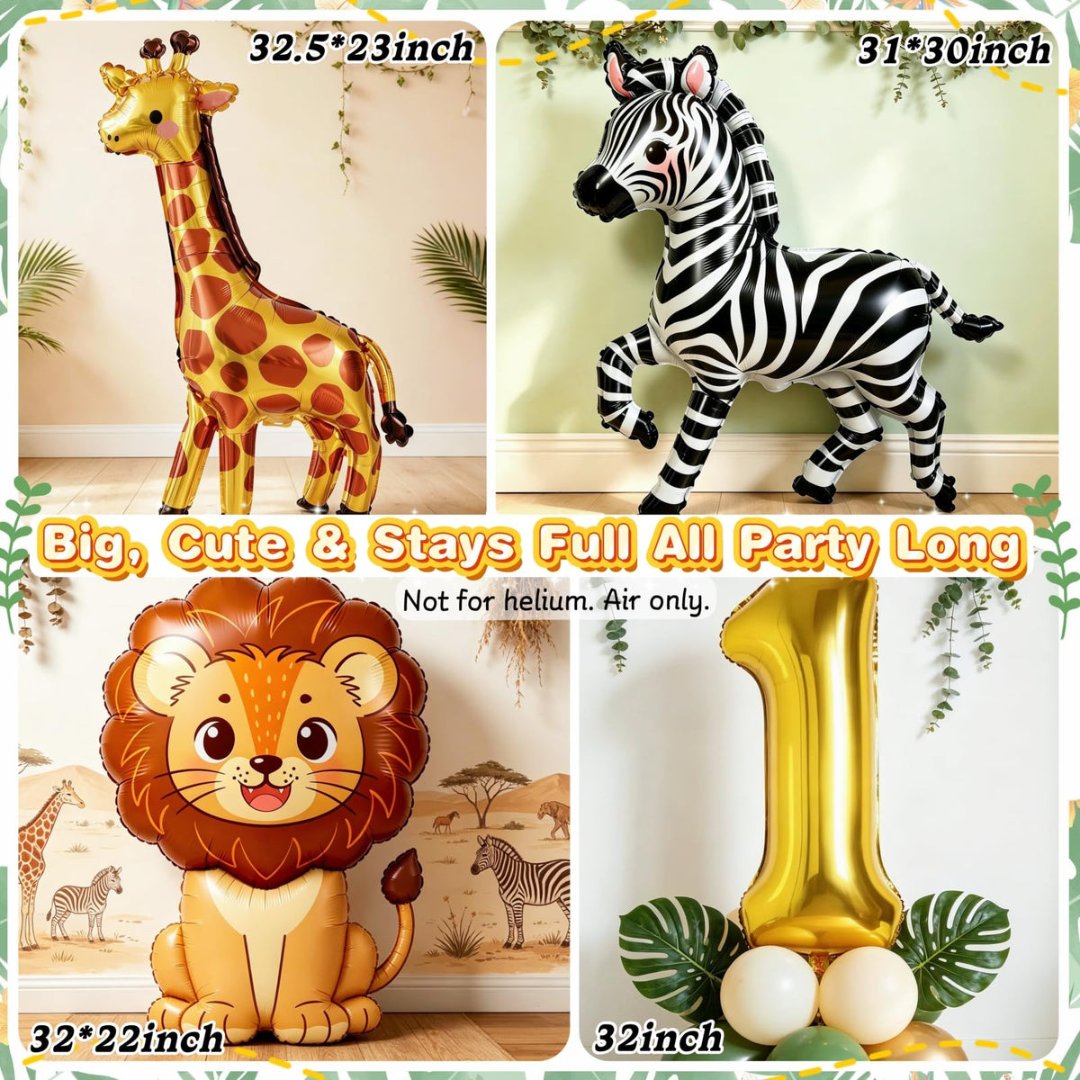 132Pcs Safari 1st Birthday Party Kit G21012