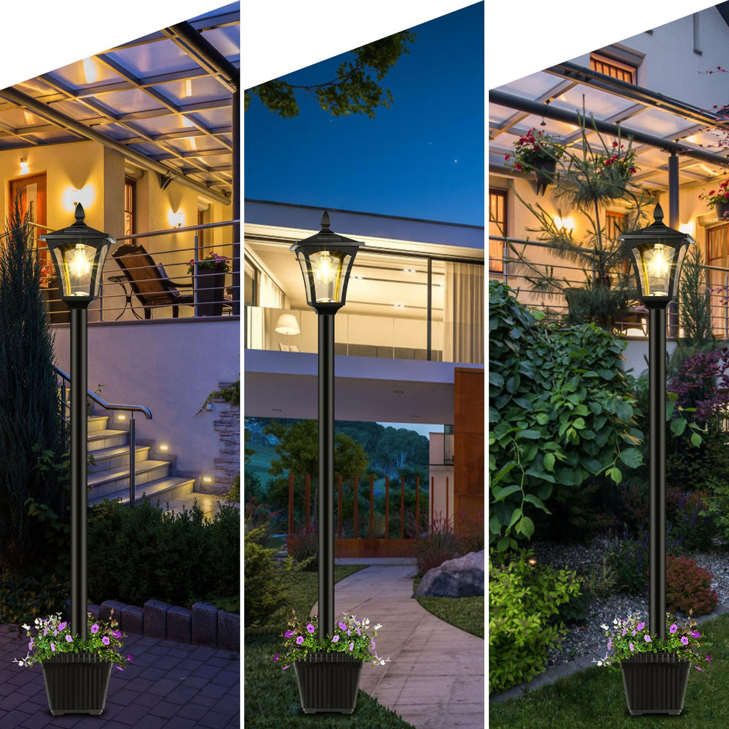 72" Waterproof Solar Outdoor Light with Planter E9657