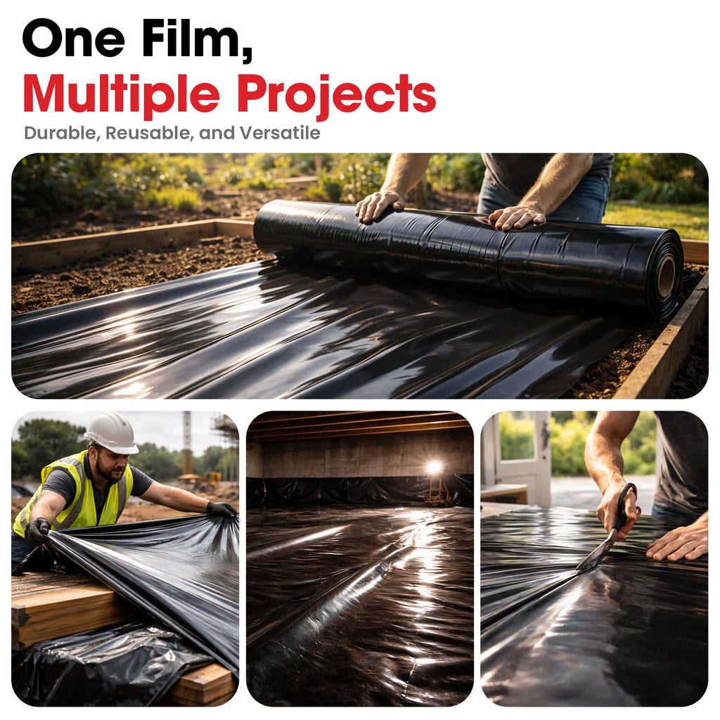 6 Mil Black Heavy Duty Waterproof Polyethylene Sheeting Roll X63488