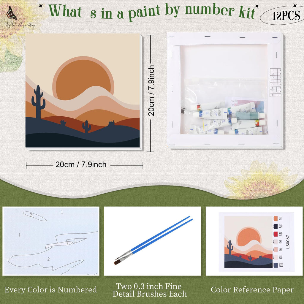 12 Sets Paint by Numbers Kit with Frame H73807