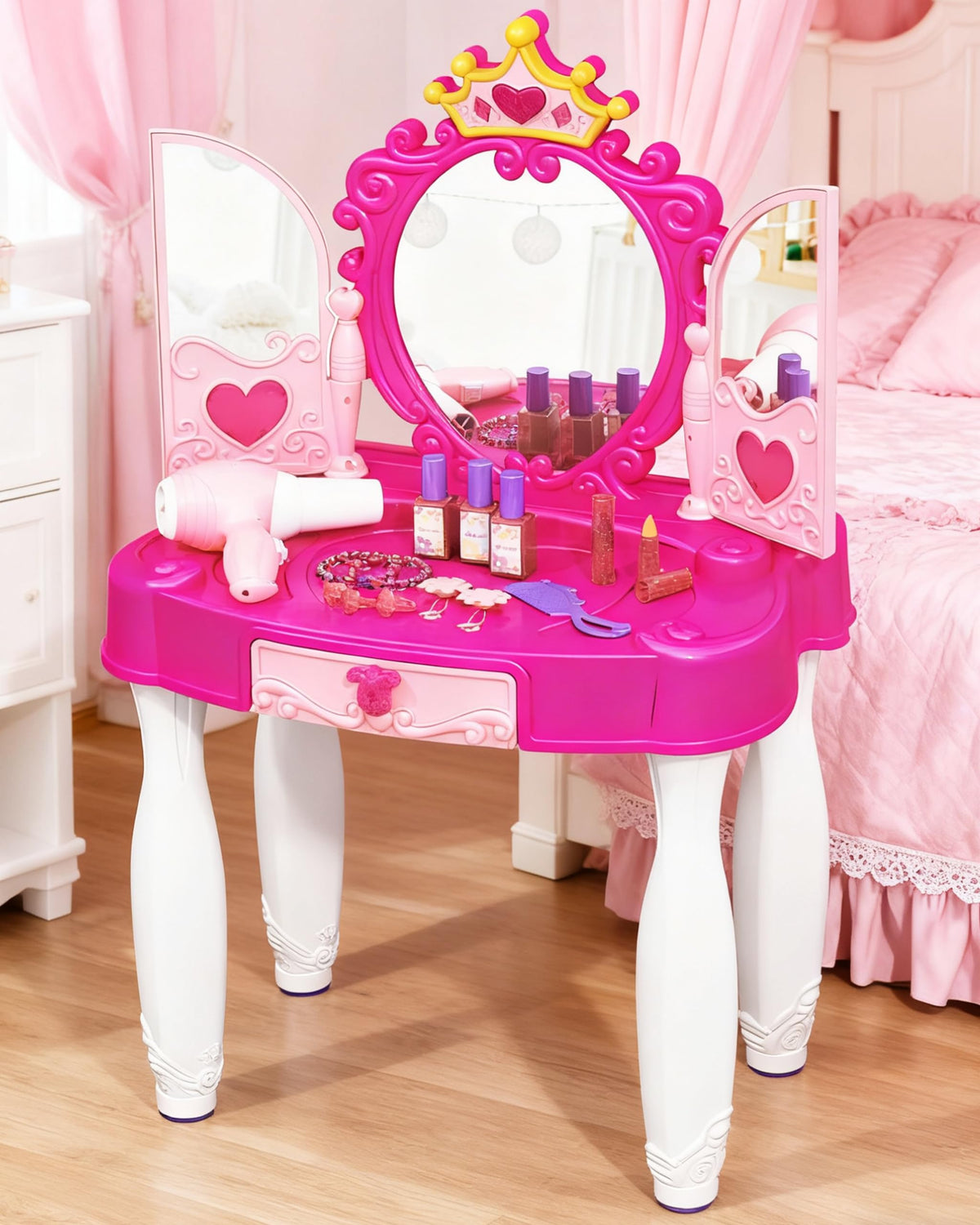 Kids Vanity with Mirror & Chair H2988